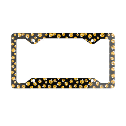 Gold Smiley Face Metal License Plate Frame — Cute Emoji Car Accessory