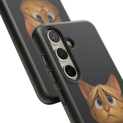 Cute sad kitty cat phone case for iPhone, protective Printify phone cover featuring a sad kitty design.