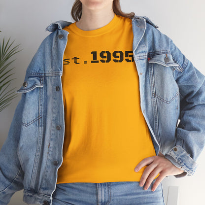 Unisex Heavy Cotton Tee - Est. 1995, Vintage Birthday Gift, Customizable Tee, Retro Unisex Shirt, Casual Everyday Wear