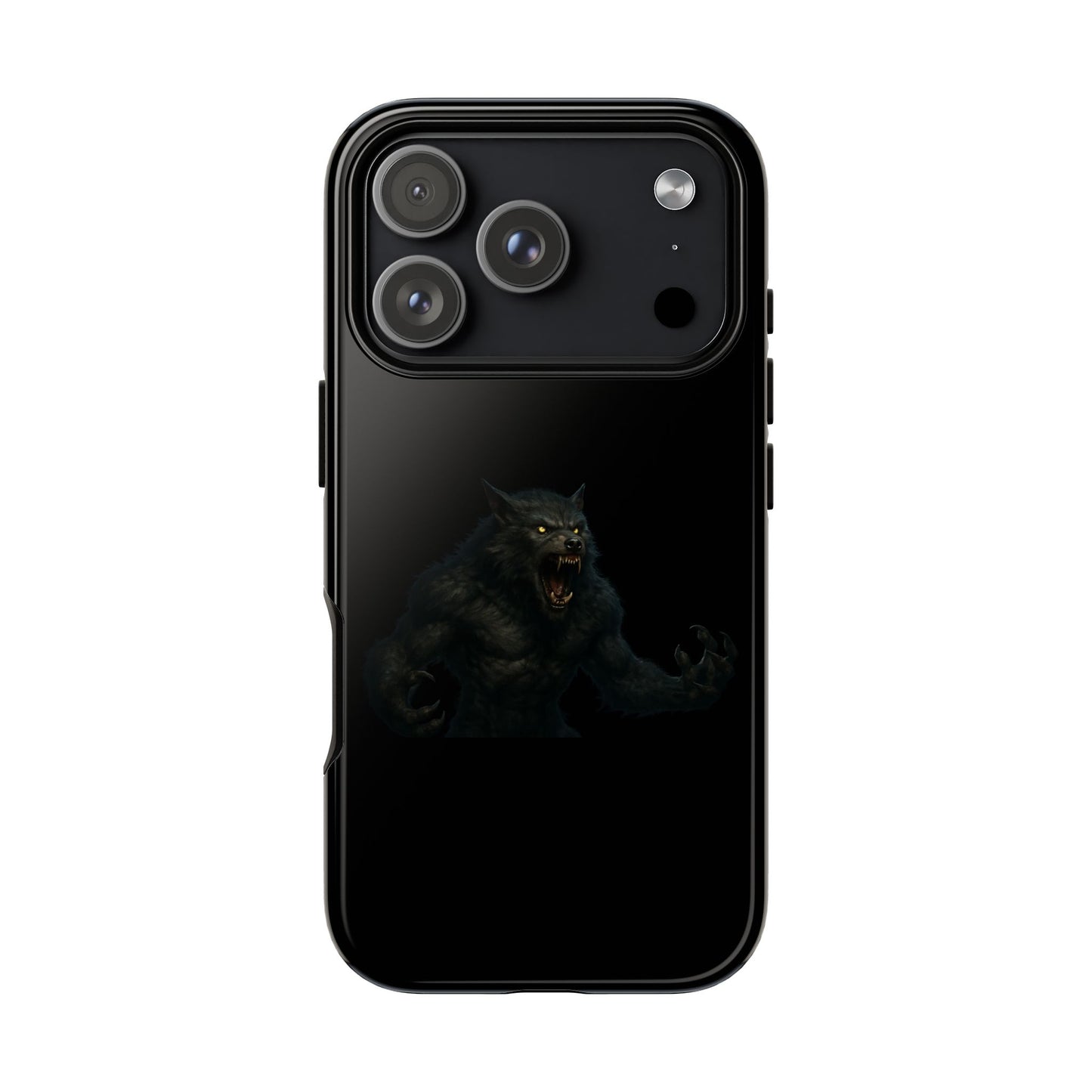 Werewolf phone case with dark monster graphic, tough protective design for smartphones, by Printify.