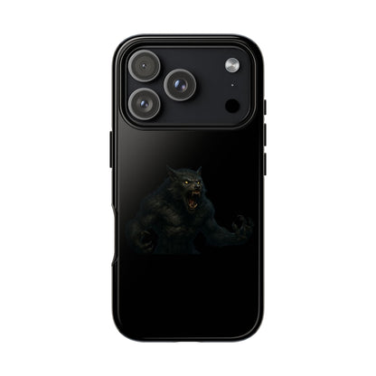 Werewolf phone case with dark monster graphic, tough protective design for smartphones, by Printify.