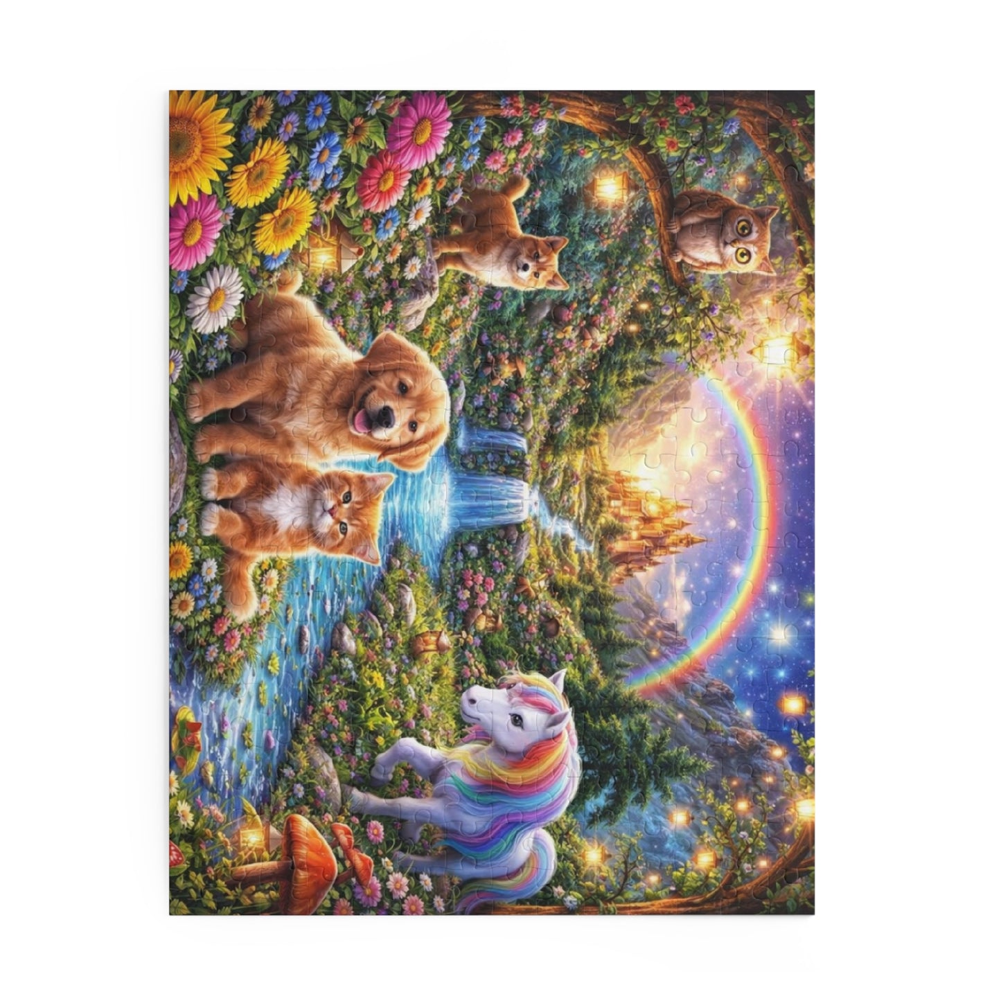 Rainbow Unicorn and Puppies Puzzle