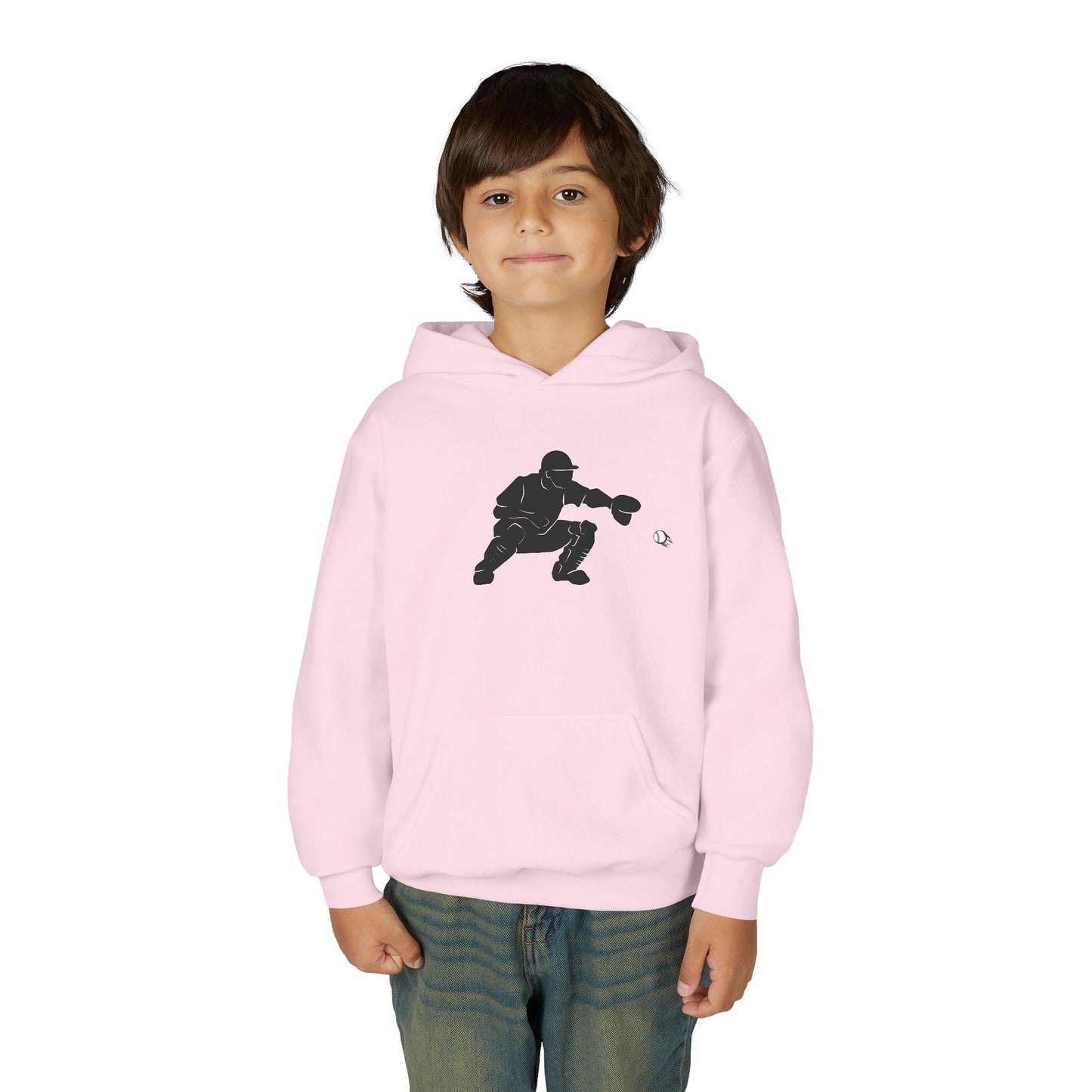 Youth Baseball Catcher Hoodie, Sporty Sweatshirt for Kids, Perfect Gift for Young Athletes, Team Spirit Gear, Sports Event Apparel