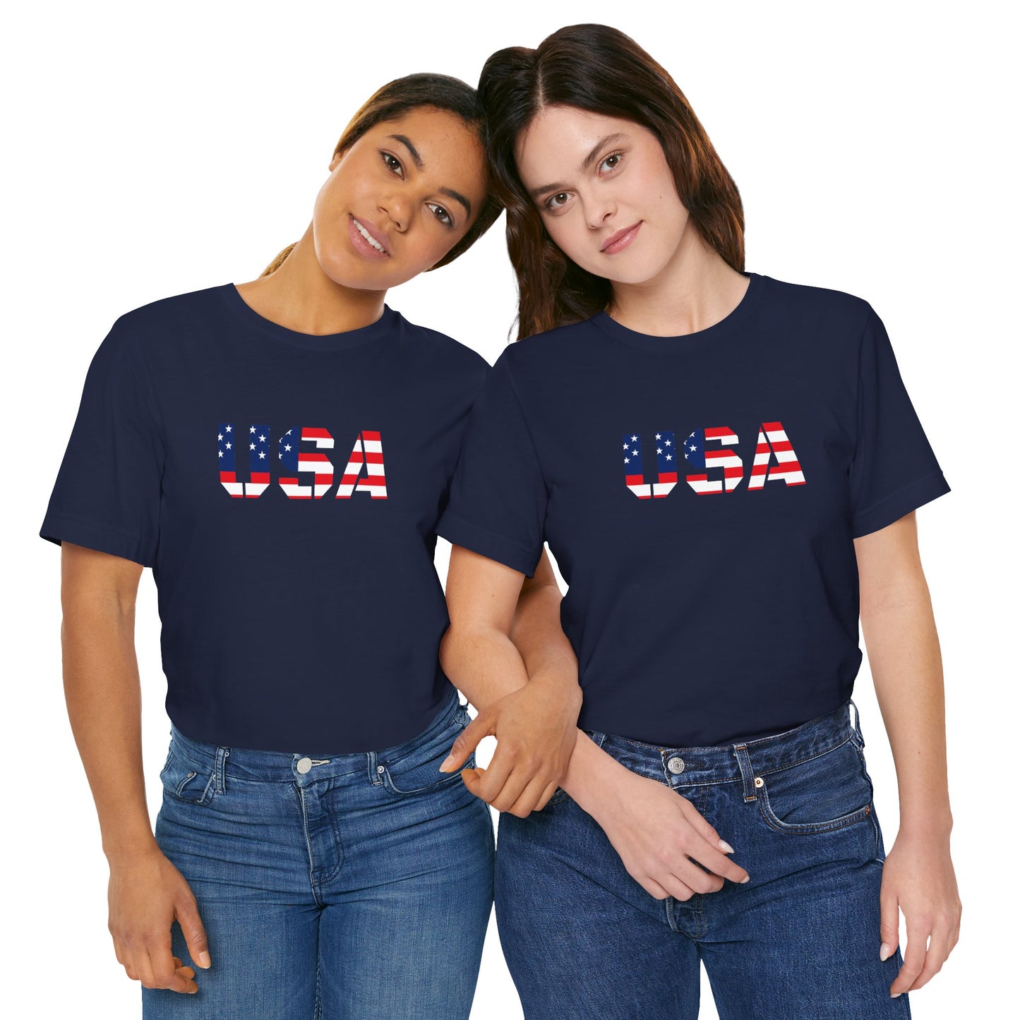 USA Flag Text Tee — Patriotic Fourth of July T-Shirt