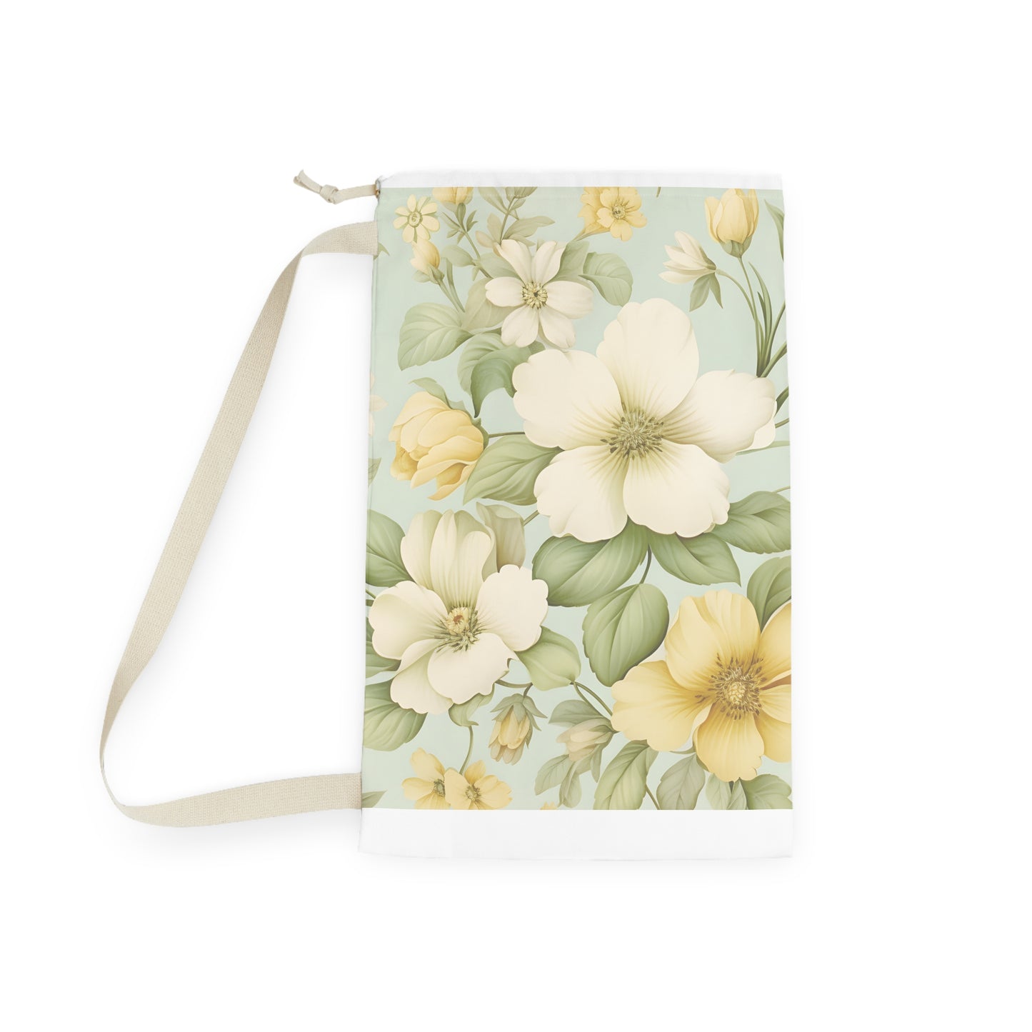 Vintage Yellow Floral Laundry Bag | Canvas Drawstring Wash Bag