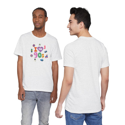 I  Love the 90's Short Sleeve Tee - Retro Graphic Tee, Vintage Style Shirt, Perfect for Casual Outings, 90s Nostalgia Apparel