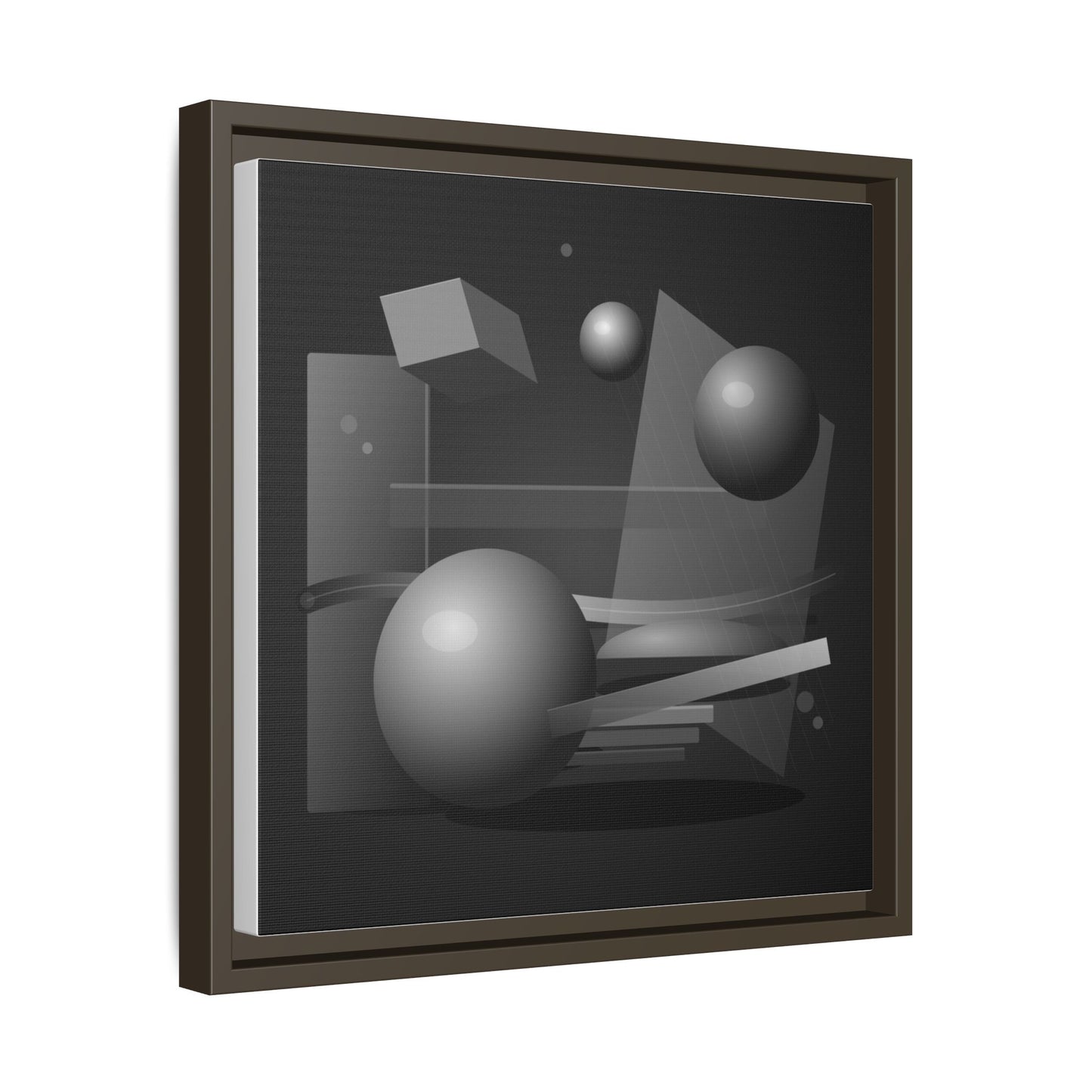 Monochrome Geometric Spheres Canvas Framed Wall Art | Matte Print