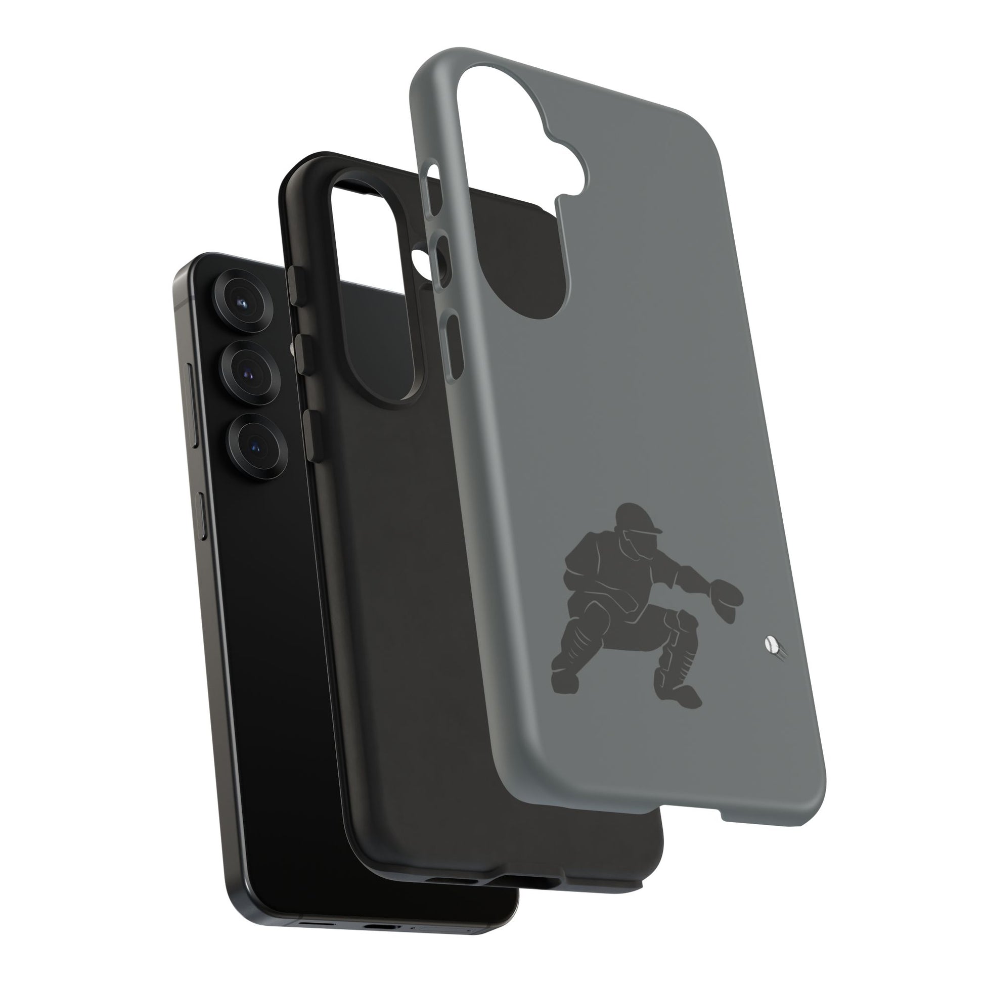 Printify baseball catcher phone case with durable protective design, fits smartphones securely, featuring a sports-themed graphic.