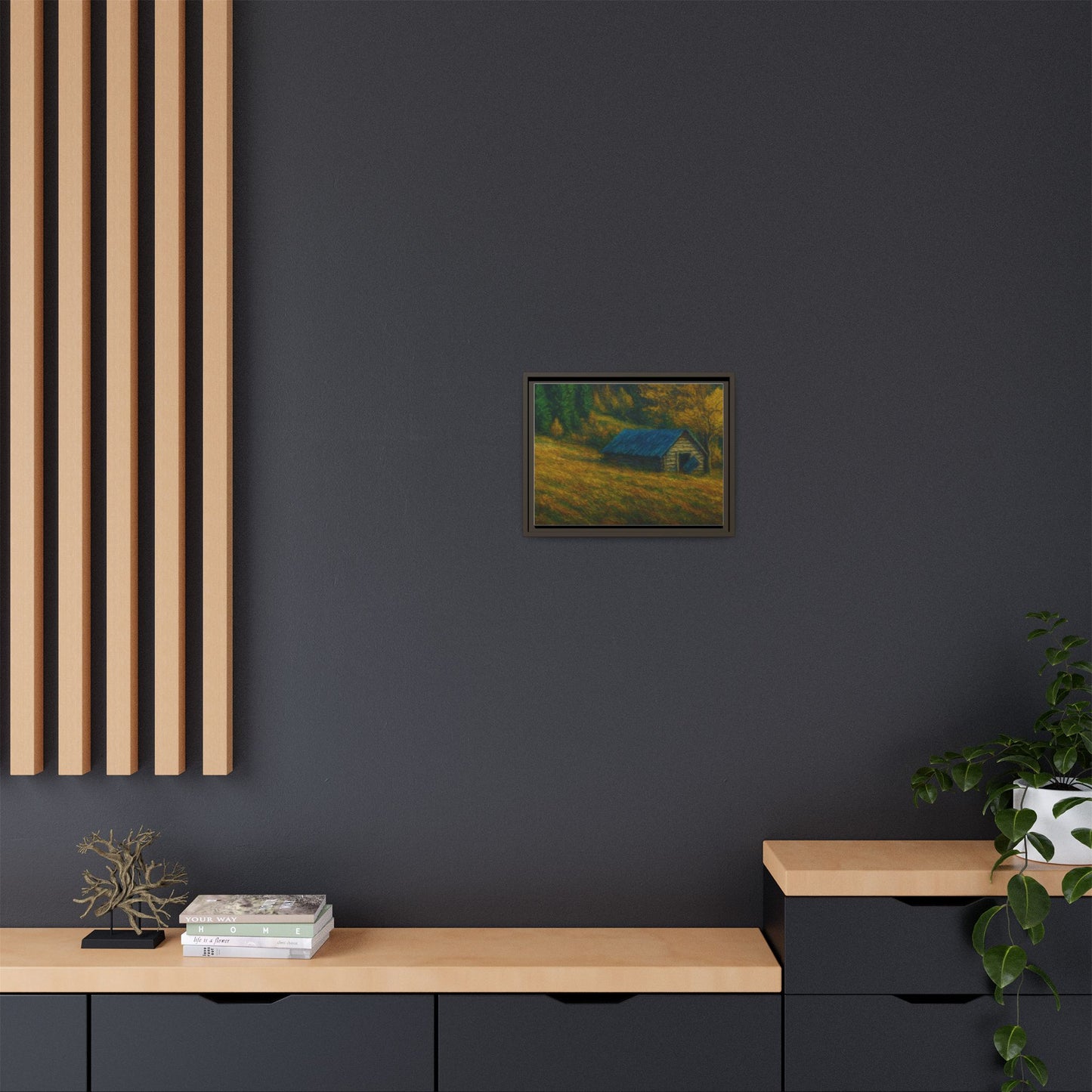 Framed Matte Canvas Print, Rustic Artwork, Farmhouse Decor, Nature Wall Art, Gift for Home, Autumn Decor, Landscape Painting