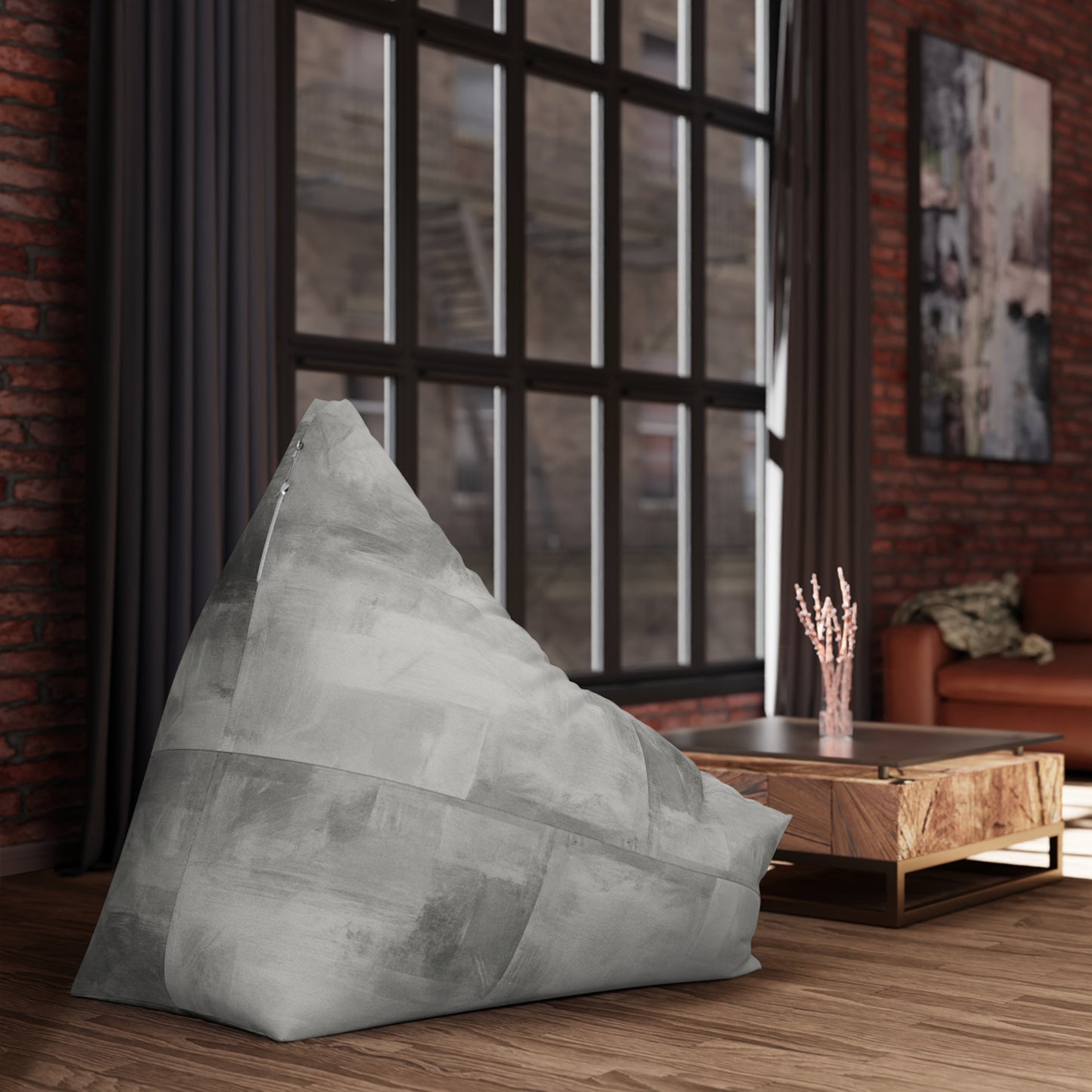 Gray Watercolor Marble Bean Bag Chair Cover | Abstract Tie-Dye