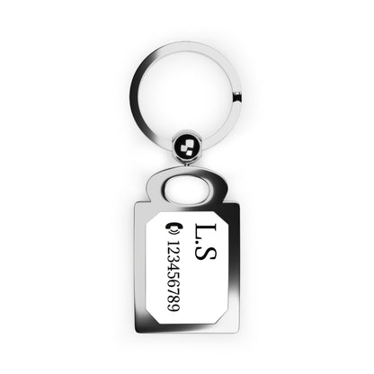 Engraved rectangle photo keyring with personalized design, accessory made by Printify, featuring a custom photo or message.