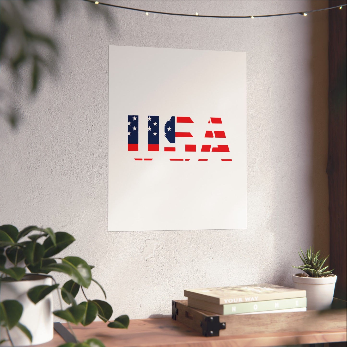 USA Patriotic Wall Art Poster, Red White Blue Home Decor, Fourth of July Decoration, American Flag Art, Independence Day Gift