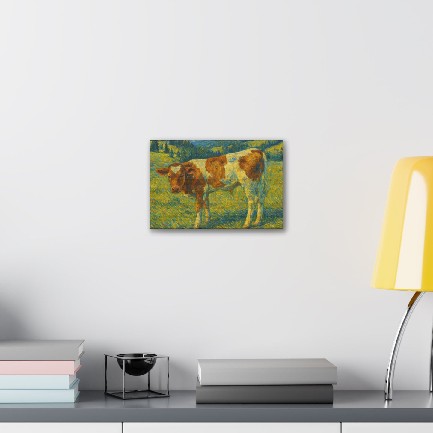 Cow Art Canvas Print, Rustic Farmhouse Decor, Animal Lover Gift, Country Wall Art, Thoughtful Homewarming - TRV