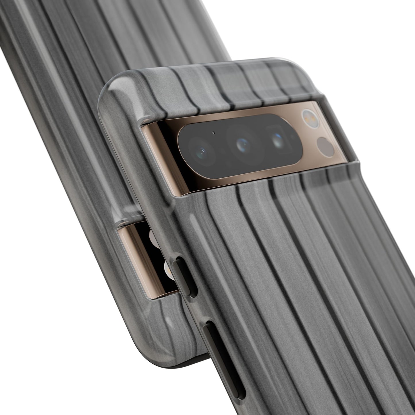 Ribbed metal texture phone case for iPhone by Printify, tough protective cover with a durable metal design.