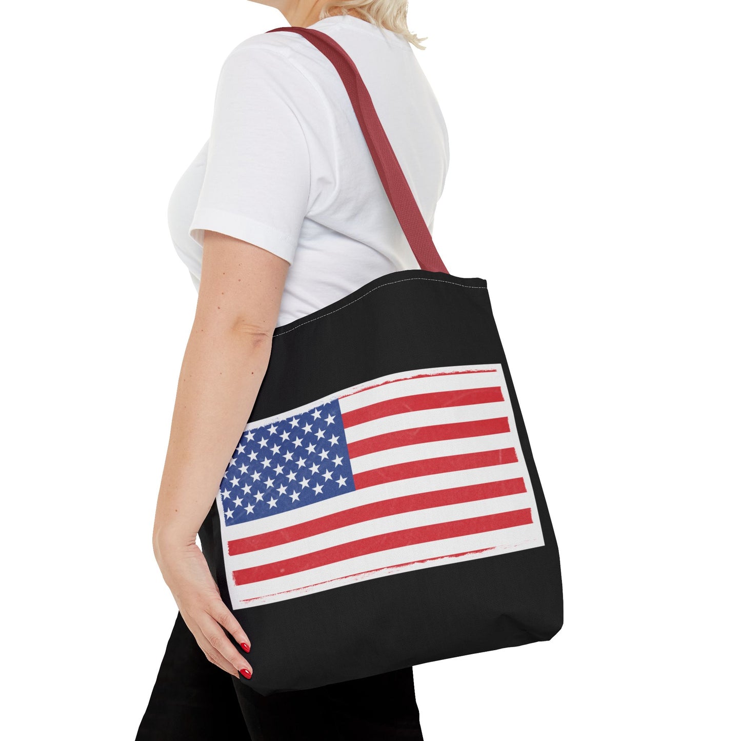 Patriotic Tote Bag, American Flag Carryall, Beach Bag, Reusable Shopping Tote, Independence Day Gift - TRV