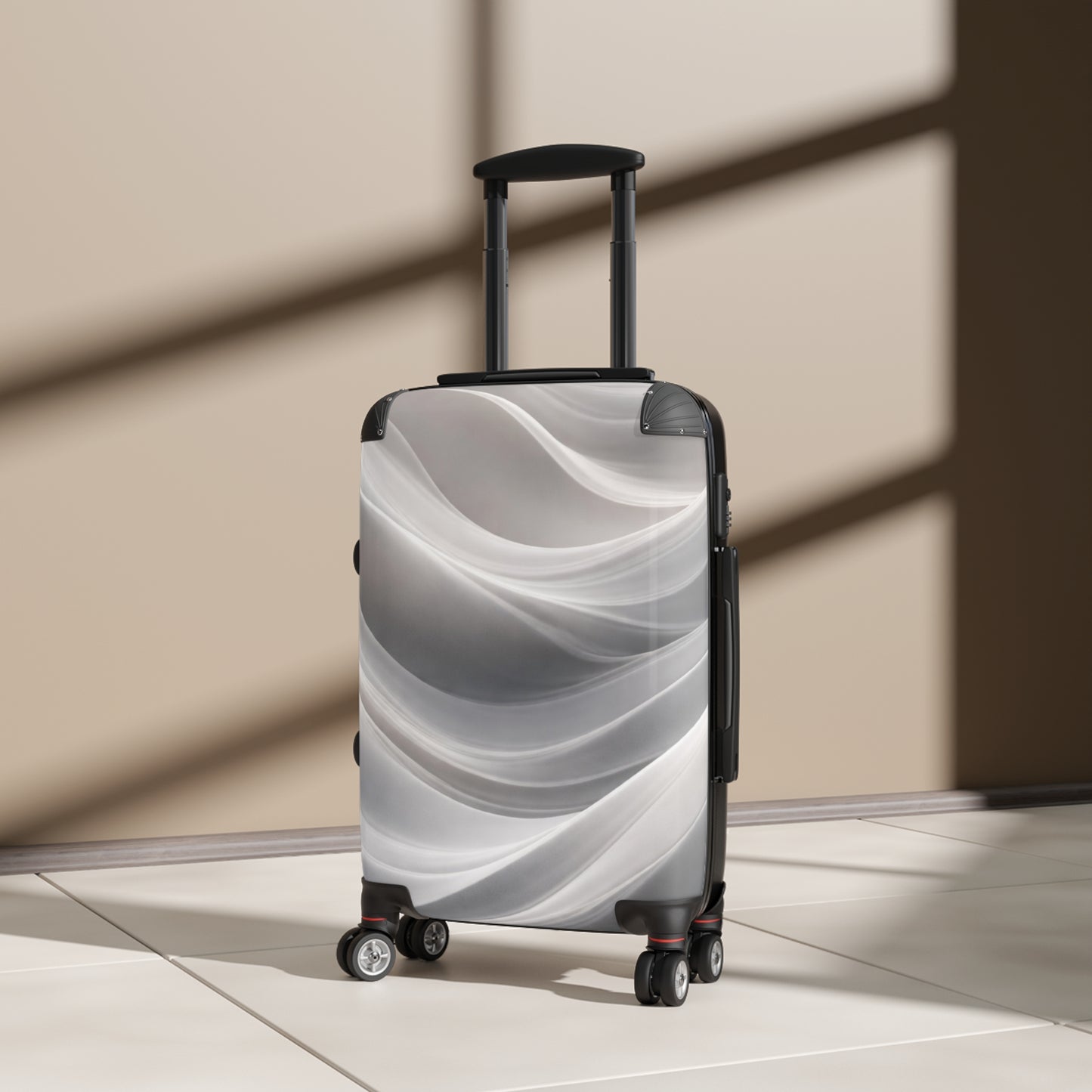 Abstract Silver Wave Suitcase | Hardshell Carry-On Luggage