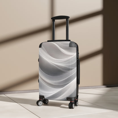 Abstract Silver Wave Suitcase | Hardshell Carry-On Luggage