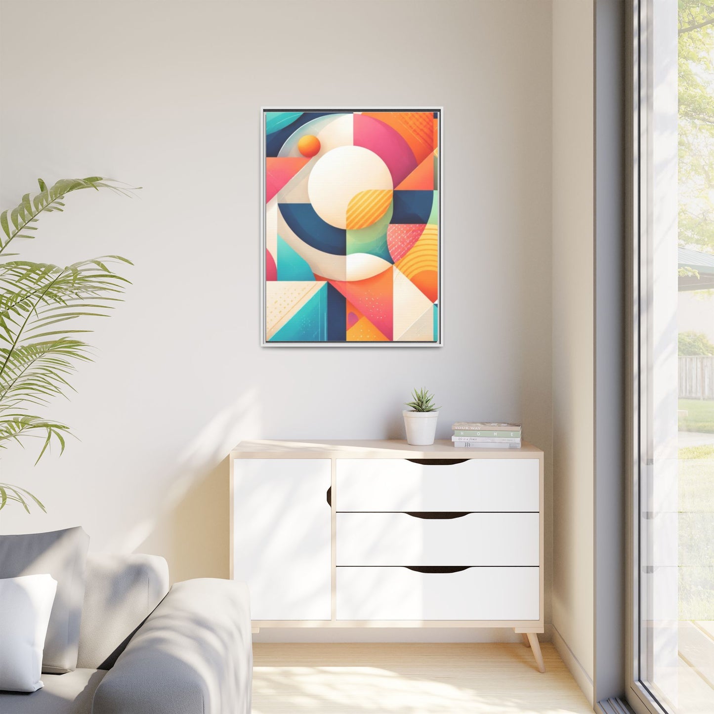 Colorful Geometric Abstract Art Matte Canvas Framed