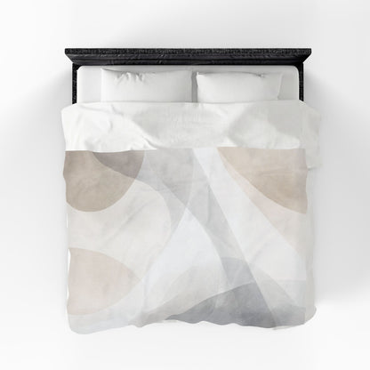 Neutral Abstract Shapes Velveteen Plush Blanket | Minimal Geometric Throw