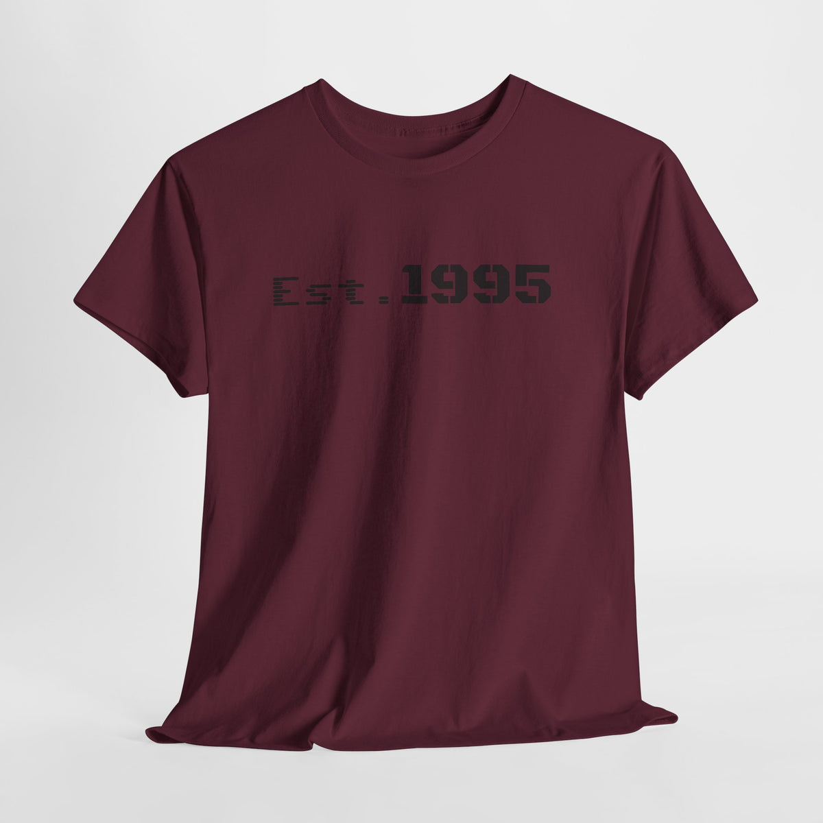 Vintage minimalist "Est. 1995" T-shirt by Printify featuring simple birthday design on a classic cotton tee.