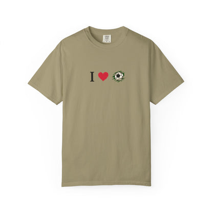 I Love Football (Soccer) Unisex Garment-Dyed T-shirt, Casual Tee, Everyday Wear, Gift for Him/Her, Stylish Apparel - TRV