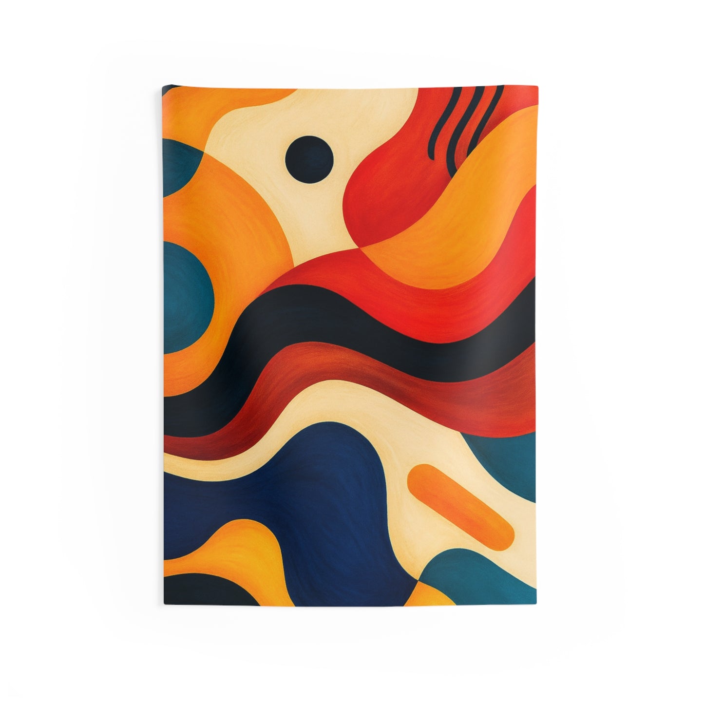 Abstract Retro Wave Tapestry — Colorful Mid-Century Wall Art for Living Room, Dorm, or Office