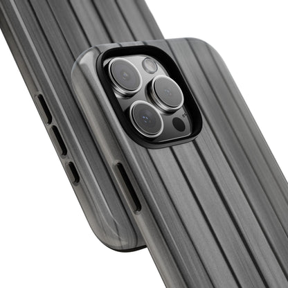 Ribbed metal texture iPhone phone case by Printify, tough protective cover with durable ribbed design for iPhone models.