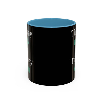 Ceramic coffee mug with "This Way or That Way" arrow design, 11oz or 15oz capacity, by Printify, featuring a colorful arrow graphic.