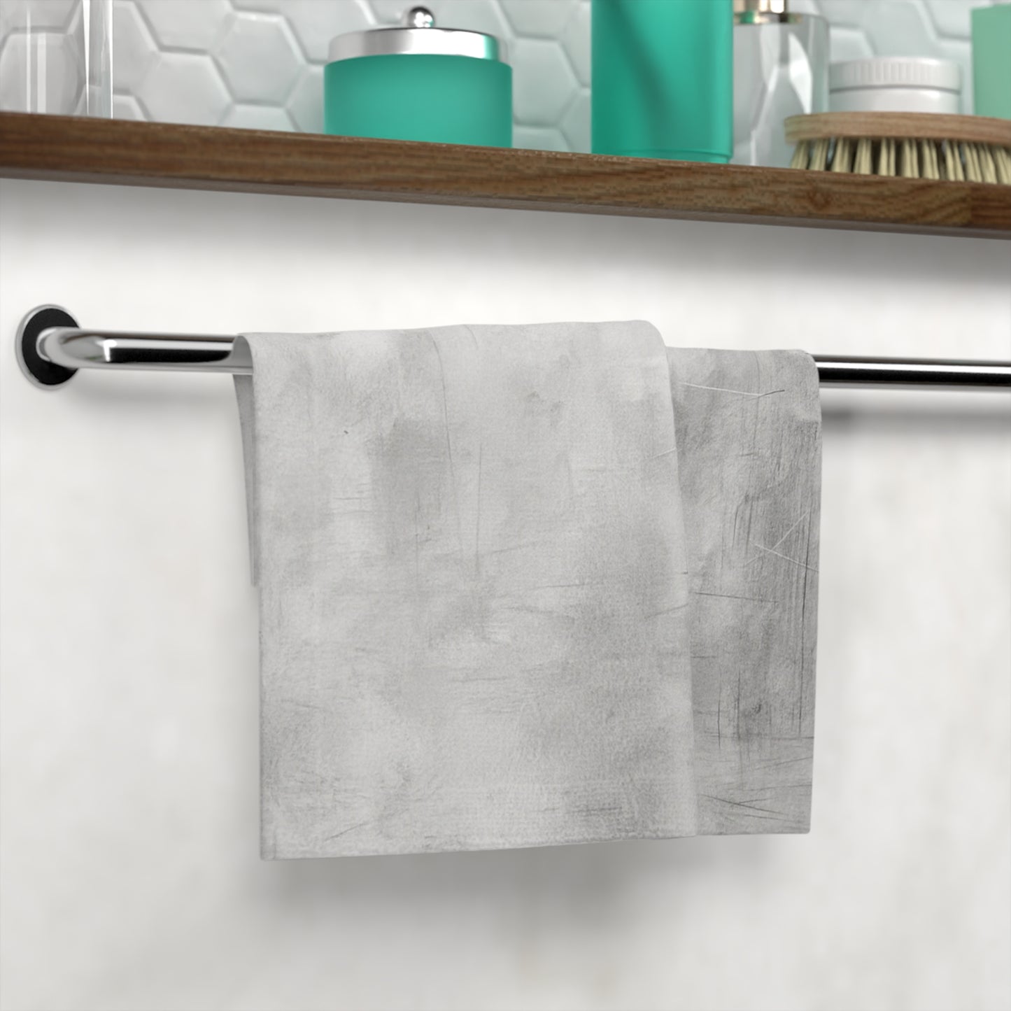 Gray marble face towel by Printify, soft decorative bathroom hand towel with elegant marble pattern.