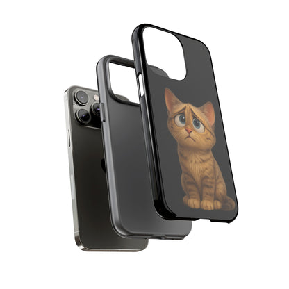 Cute sad kitty design phone case for iPhone by Printify, featuring a protective cat-themed cover with a sad kitty illustration.