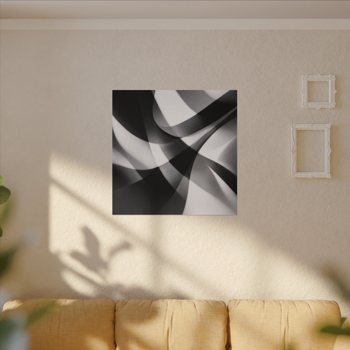 Abstract Black and White Swirl Matte Canvas