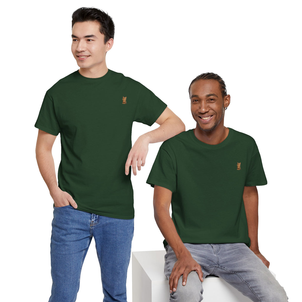 Brown kitten graphic T-shirt for cat lovers, featuring a cute cat design on a comfortable Printify T-shirt.