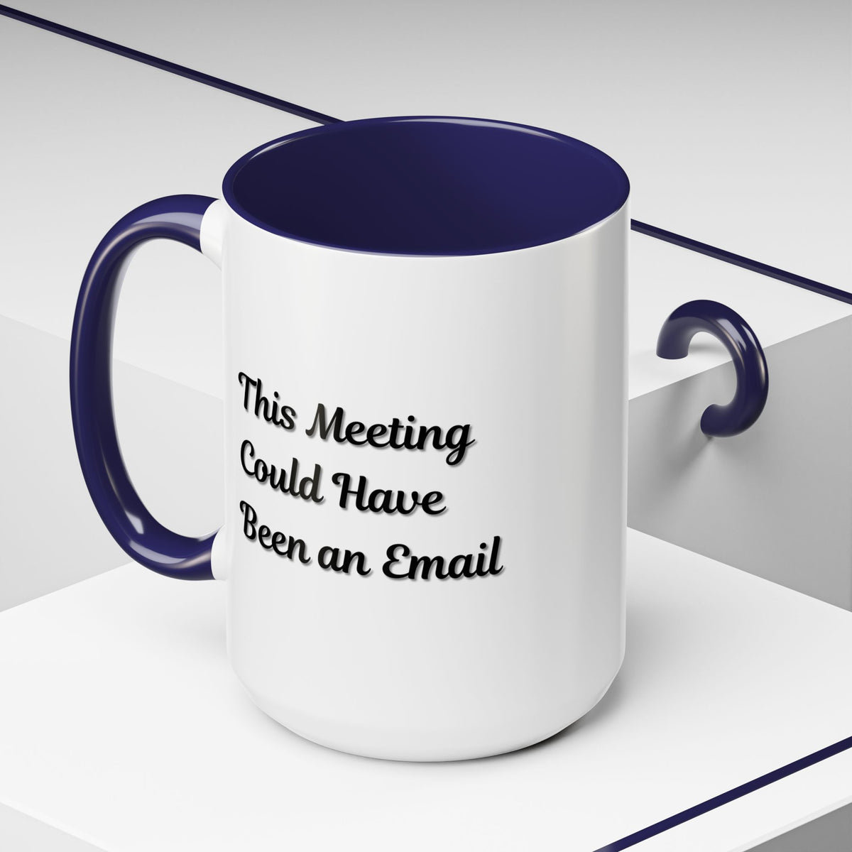 Funny office coffee mug with "This Meeting Could Have Been An Email" printed on ceramic mug by Printify.