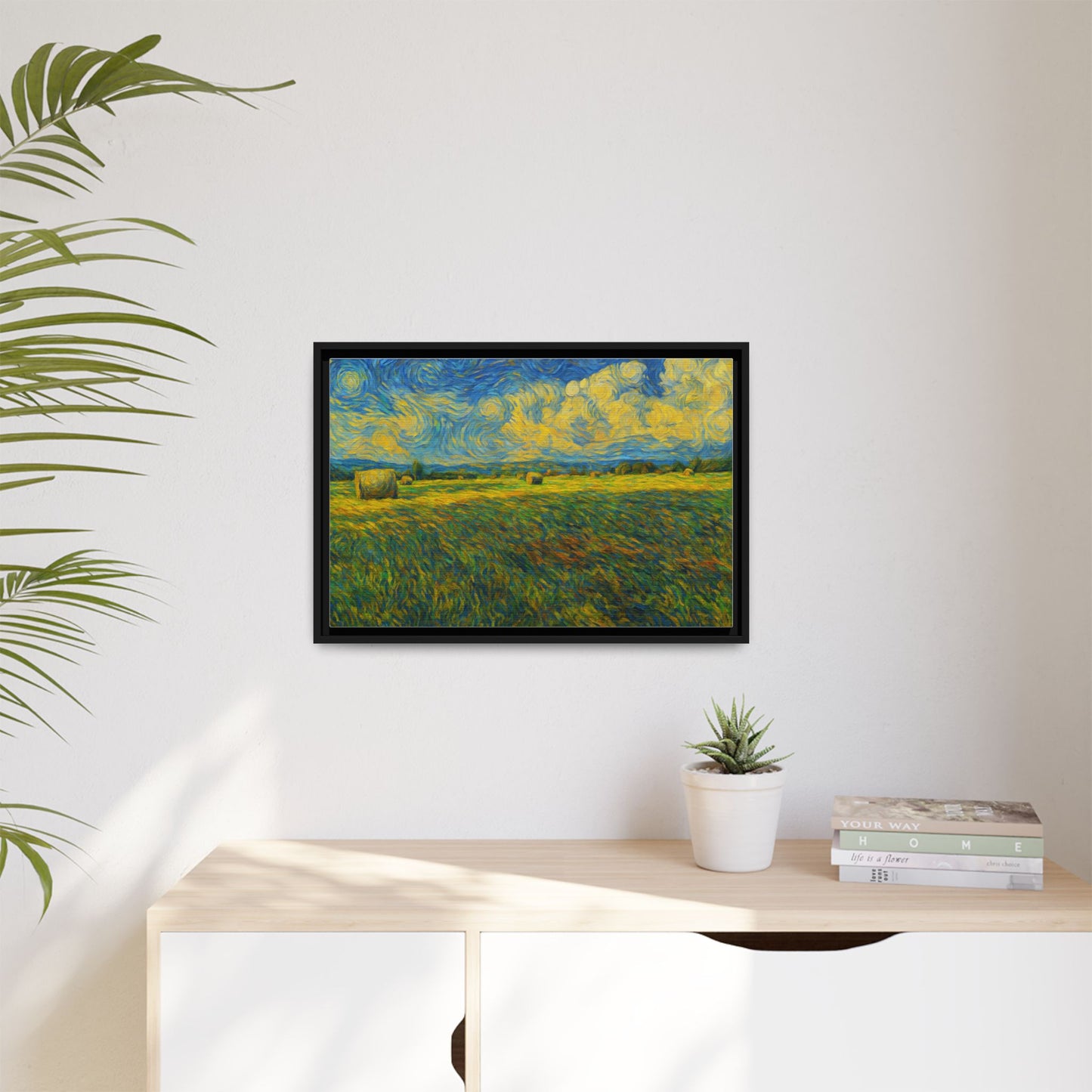 Framed multi-color landscape matte canvas print by Printify, showcasing vibrant scenic artwork on high-quality canvas.