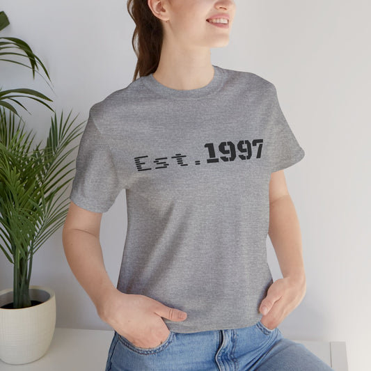 Vintage 1997 Established T-Shirt by Printify showing a classic design with "Est. 1997" printed on the front.