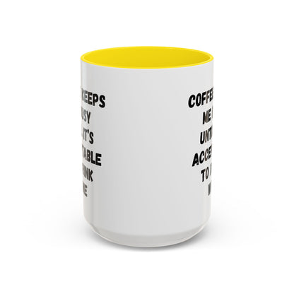 Funny Coffee Mug - "Coffee Keeps Me Busy Until It's Acceptable to Drink Wine" - Great for Mornings, Gifts, Office, Relaxation, Home