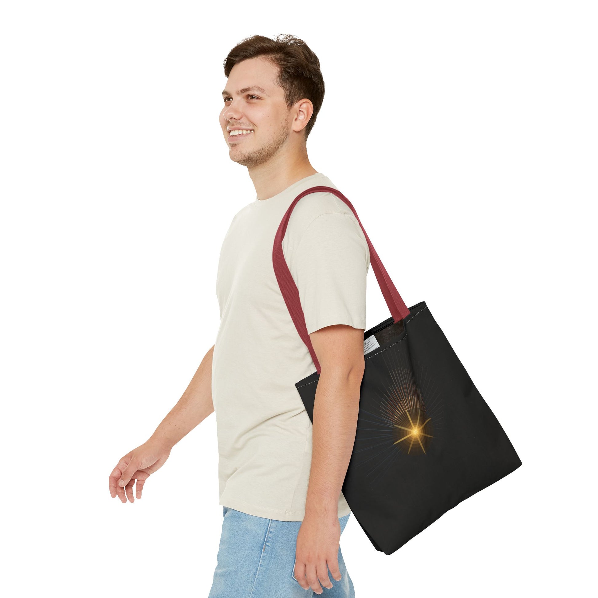 Radiant Starburst Tote Bag | Golden Light Celestial Design - TRV