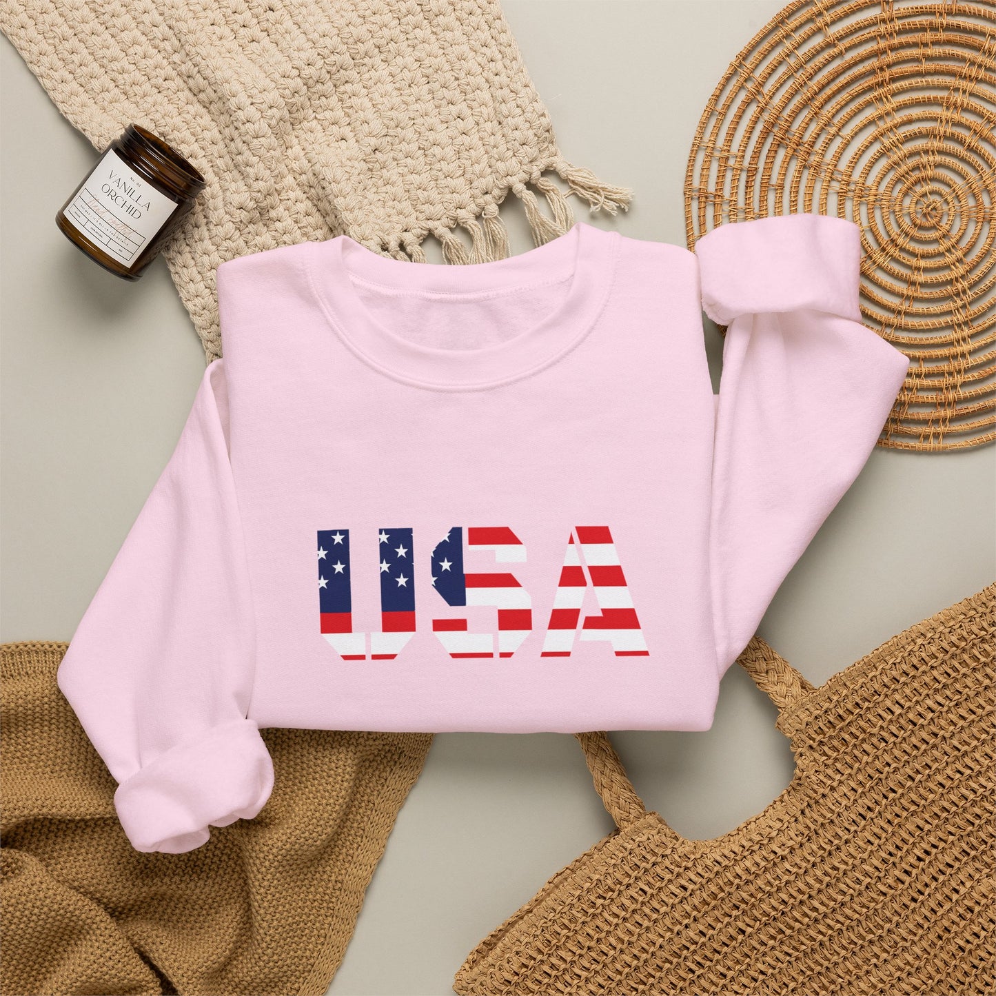 USA Flag Unisex Crewneck Sweatshirt, Cozy Apparel, Casual Wear, Independence Day Gift, Americana Style