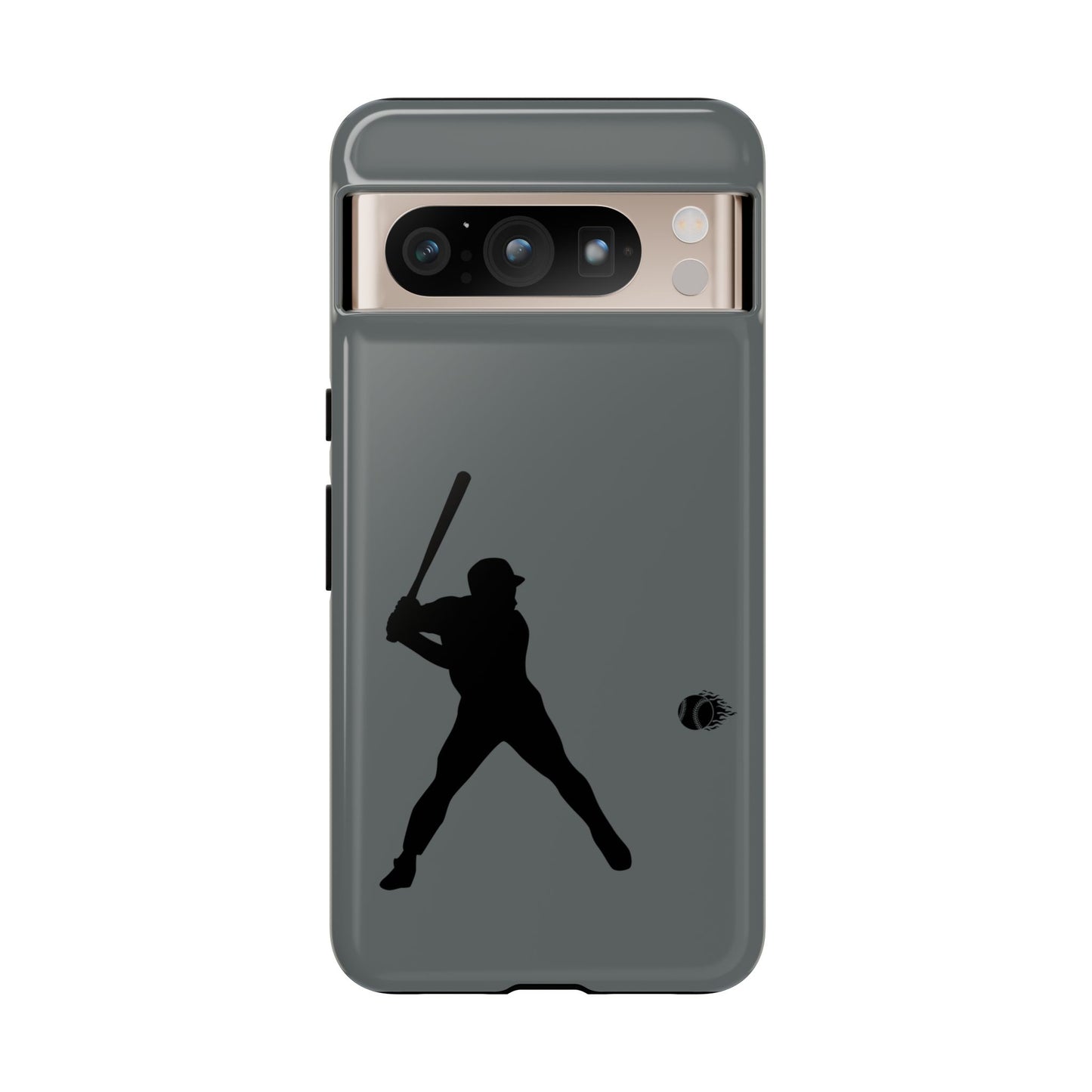 Black baseball silhouette tough phone case for iPhone, protective sporty design, compatible with Printify branded cover