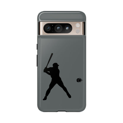 Black baseball silhouette tough phone case for iPhone, protective sporty design, compatible with Printify branded cover