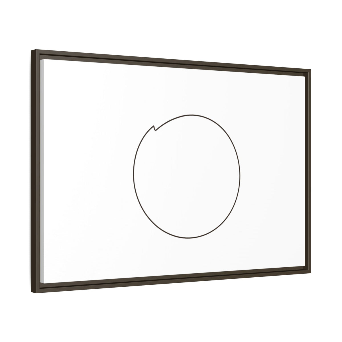 Framed matte canvas wall art featuring a minimal circular line design in black and white, by Printify.