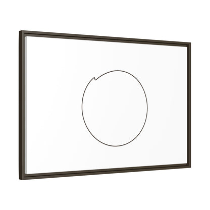 Framed matte canvas wall art featuring a minimal circular line design in black and white, by Printify.
