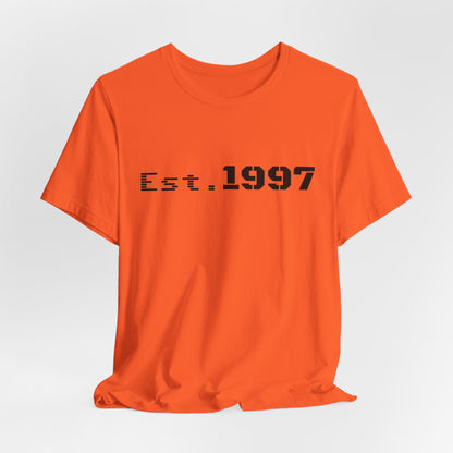 Vintage 1997 Established T-Shirt by Printify featuring a classic design and bold "Est. 1997" print on soft fabric.