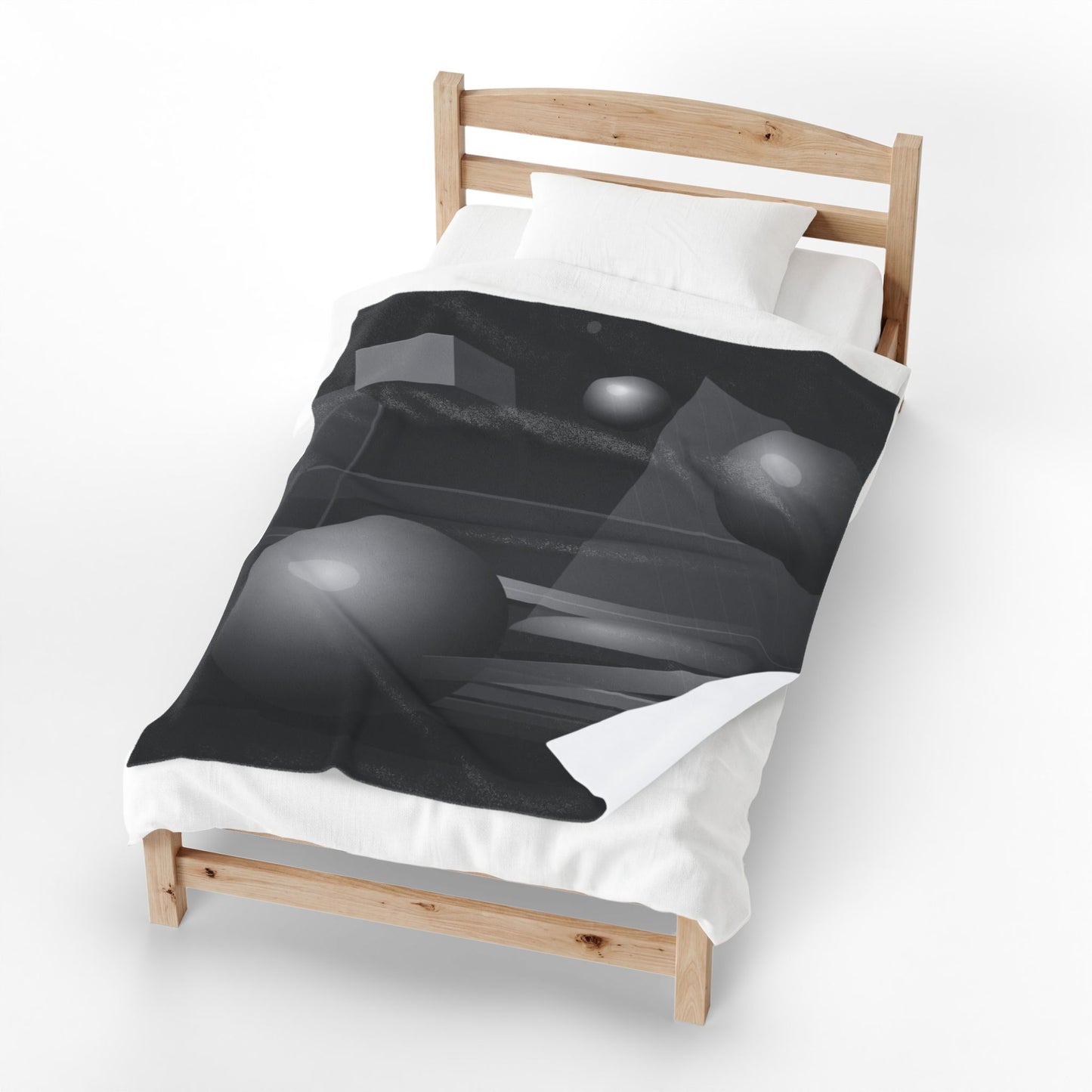 3D Geometric Spheres Velveteen Plush Blanket | Abstract Cube & Sphere Design