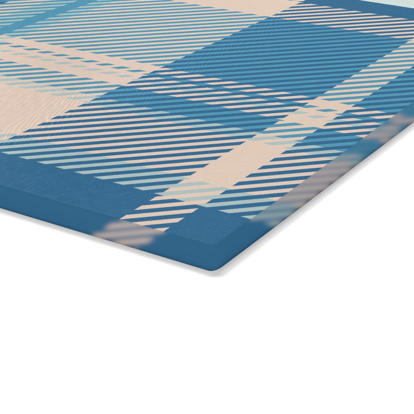 Blue Plaid Glass Cutting Board — Pastel Kitchen Chopping Board