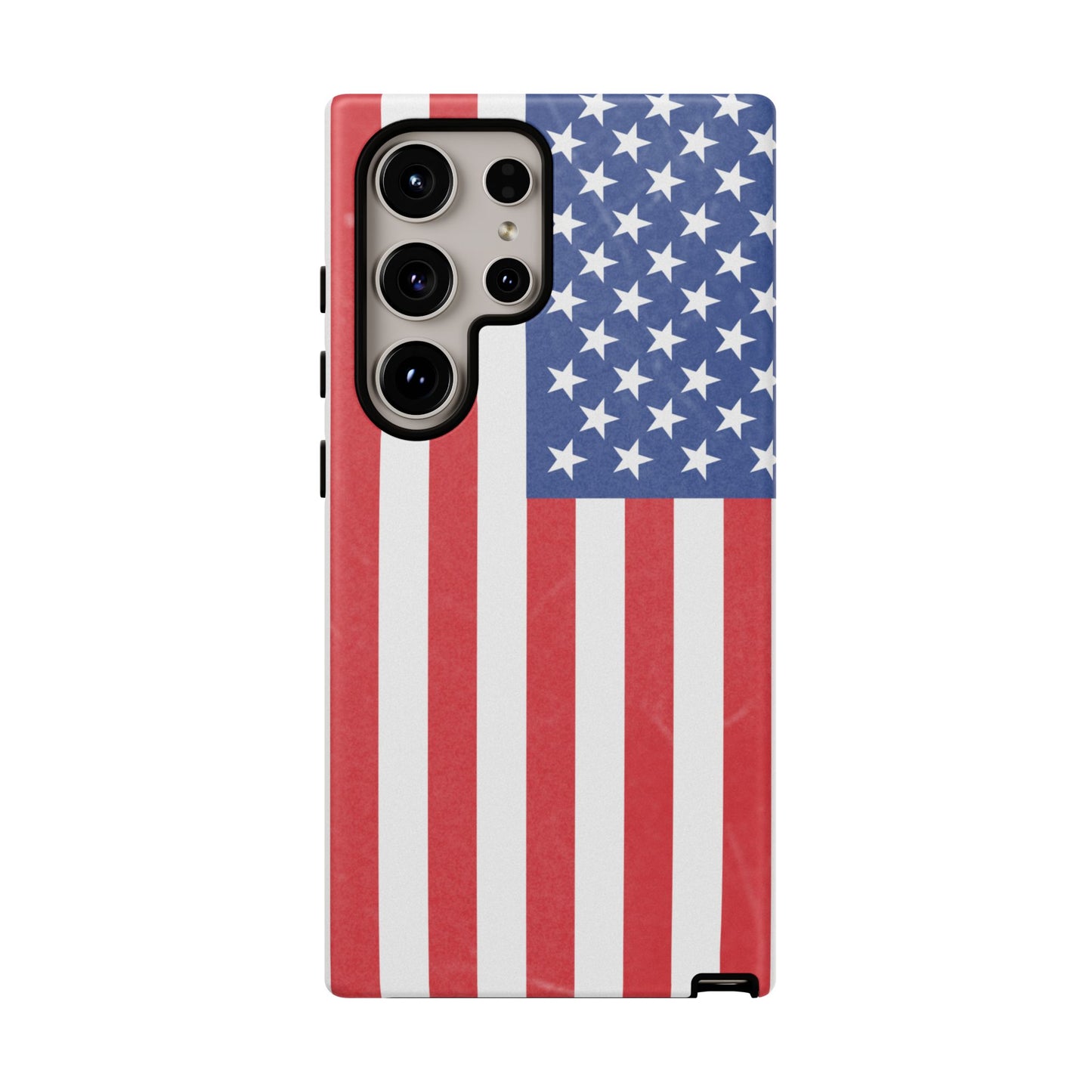 Durable American flag phone case for iPhone featuring a patriotic design, made by Printify, with a rugged protective look.
