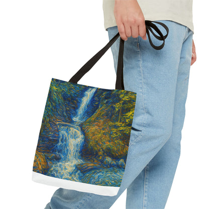 Nature-Inspired Tote Bag, Artistic Eco-Friendly Shopper, Waterfall Design, Reusable Market Bag, Gift for Nature Lovers - TRV