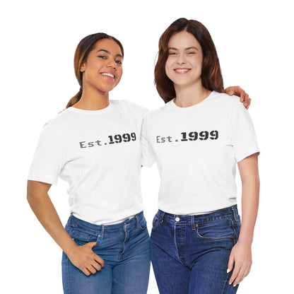 Vintage minimalist Est. 1999 T-shirt by Printify featuring a simple birth year design on a classic cotton tee.