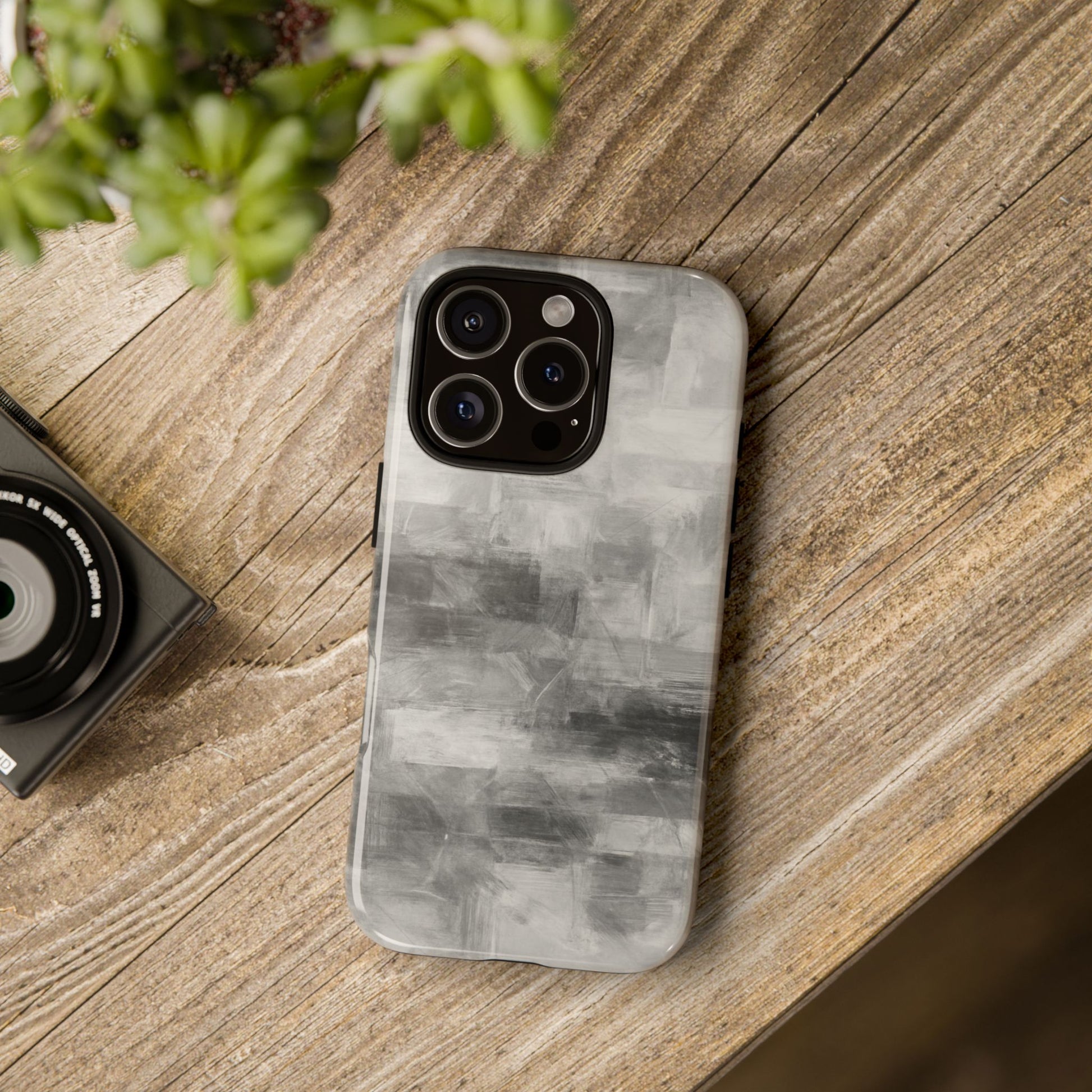 Abstract gray grid phone case for iPhone, tough protective cover with modern design by Printify.