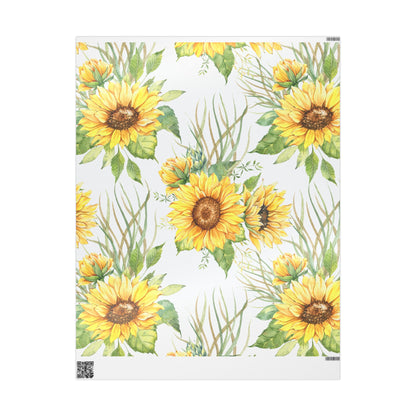 Sunflower Wrapping Paper Roll — Floral Gift Wrap for Birthdays, Mother's Day & Spring Celebrations